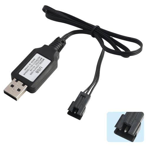 Fllyvly Connettore SM-3P, Cavo Caricatore USB Universale per Batterie LiPo 7.4V 2S, Compatibile con Auto, Droni, Barche e Altri Giocattoli RC, Carica Sicura con Indicatore LED, Leggero e Portatile