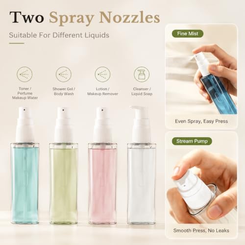 Image of MAYCREATE 4 in 1 Travel Bottle Kit for Toiletries Small Toiletry Containers