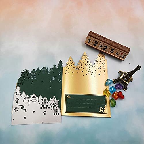 Metal Christmas Dies For Card Making, Set Of 3, Zecng Christmas Deer Christmas Tree House Carbon Steel Cutting Die For Scrapbooking Diy Album Paper Cards Art Craft Decoration #TOP3