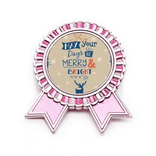 Broche de Noël cerf rose métal M accessoire de veste hiver