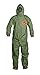 DuPont Tychem 2000 SFR Coverall with Attached Hood, Front Zipper Closure, Taped Seams and Storm Flap, Green, Large, 4-Pack