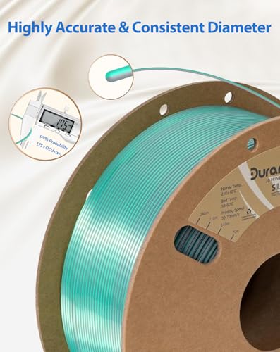 Image of DURAMIC 3D Silk Dual Color PLA Filament Shinny High Gloss Finish 1.75mm | 3D Printing Filament with Cardboard Spool,No-Tangling Neatly Wound Dimensional Accuracy 99% + /- 0.03mm 1KG Silk Grey Green