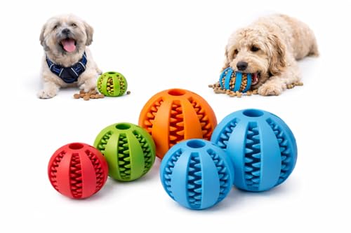 Dusan Pet Store Leckerli Bälle für Hunde 5er- Set- Snackball & Futterball zur Beschäftigung- Intelligenzspielzeug in 6 & 7 cm- Für Kleine bis Mittelgroße Hunde- Robustes Hundespielzeug