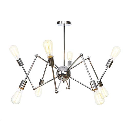 Lustre industriel Spoutnik 8 lumières suspension moderne en métal pour plafonnier salon