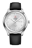 Swiss Military by Chrono SM34116.05 - Reloj de pulsera para hombre, mecanismo de cuarzo con correa de piel, analógico, para hombre, día y fecha, color plateado