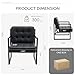 COLAMY Mid Century Modern Accent Chair Set of 2, Comfy Living Room Chair, Black Leather Accent Chair, Faux Leather Reception Armchair with Metal Legs for Living Room Bedroom Reception Office, Black