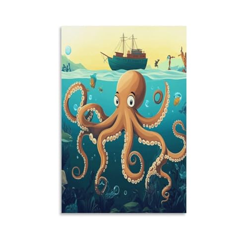 Pinturas murales de pulpo y cuadros modernos para salón y pasillos