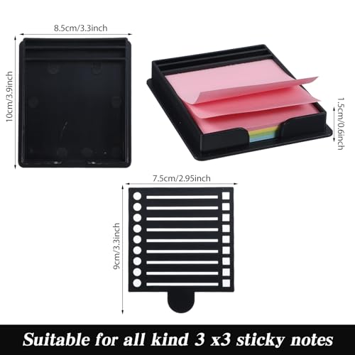 CIATBYYJ Sticky Note Holder with 5 Types Stencils 3x3 Notes Holder Stencil Memo Sticky Note Stencil Dispenser with Stencils Reusable Notes Holders with Template for To-Do Lists Home Office - Thumbnail 2