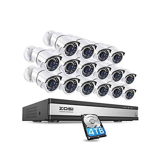 ZOSI 16 Channel 4K PoE Home Security Cameras System,4K 8MP 16CH H.265 CCTV NVR with Hard Drive 4TB and 16 x 5MP Surveillance PoE IP Cameras Indoor Outdoor,120ft Night Vision,Remote Access,24/7 Record