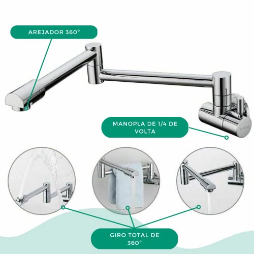 Torneira Parede Articulável Gourmet Metal 360 Graus Cozinha Banheiro Cromado Brilhante (Cromado)
