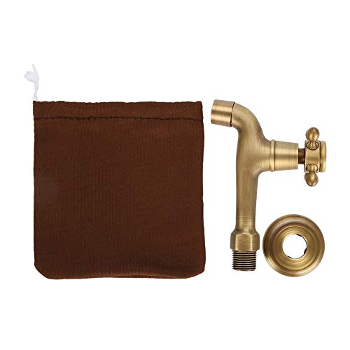 G1/2 Wall Mounted Vintage Solid Brass Faucet Water Tap for Kitchen Sink Mop Pool(Long)