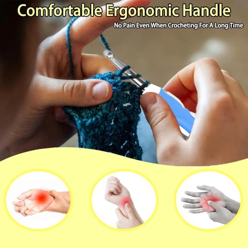 Image of Novelchet Large Crochet Hooks 6.5mm 7.0mm 8.0mm 9.0mm 10.0mm,Big Crochet Needle for Chunky Yarn Blue B