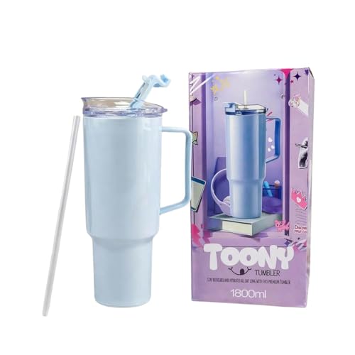 Image of 1800 ml Toony Tumbler with Straw | Large Capacity Insulated Travel Mug with Handle & Leak-Resistant Lid | Reusable Hot & Cold Beverage Tumbler
