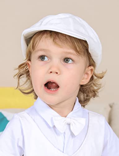 A&J Design Baby Newsboy Cap Toddler Christening Hats For Boys White 2-3T #TOP1