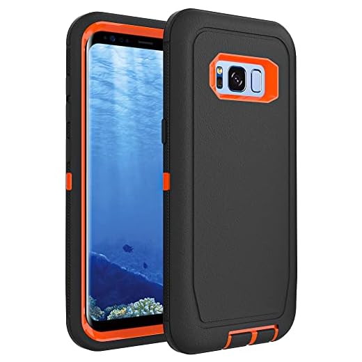 WOGROO Case for Galaxy S8, Heavy-Duty Tough Rugged Shockproof Drop Protective Cover Cases for Samsung Galaxy S8, Black+Orange