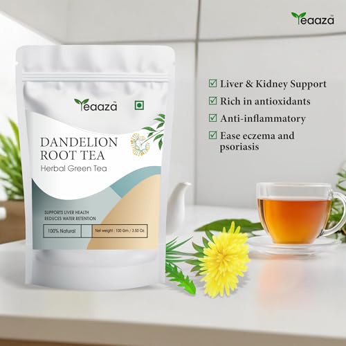 Image of Teaaza Dandelion Root Tea | 100 Grams-50+ Cups | Dandelion Tea for Liver Detox | Improves Kidney Function & Digestive Health | Loose Tea Leaves | Caffeine Free