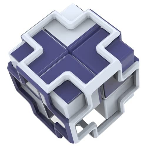 Fidget IQ Puzzle Cube - Fun Brain Teaser Puzzles Mind Game to Solve | 3D Slide Box Toy to Enhance Focus and Relieve Stress for Adults Teens & Kids Ages 8 + | Unique Gift (Purple, White)