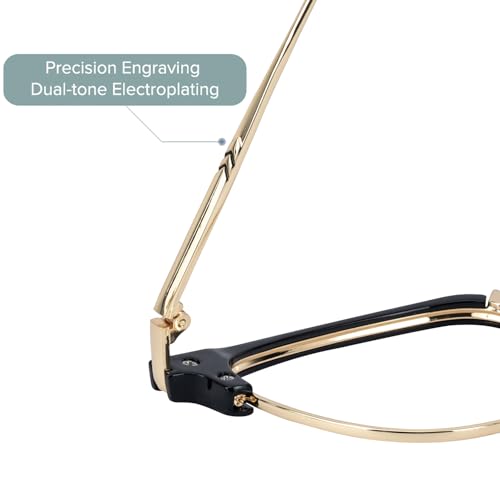 Image of Blue Light Blocking Glasses for Women /Men Anti-Fatigue Computer Monitor Gaming Glasses Prevent Headaches Glasses, Arrow Browline Black /Gold