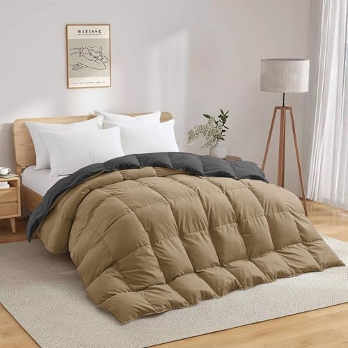 Image of Fluffy 600 GSM Winter Comforter Single Bed 60 inchX90 inch - 600 GSM Heavy Winter Quilt Microfiber Rajai /Duvet /Blanket Super Soft Single Size - Beige /Dark Gray Color