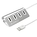 M.Way Premium 4 Port Aluminum USB 2.0 Hub High-Speed 1ft USB Data Cable for iMac, MacBook, MacBook Pro, MacBook Air, Mac Mini, or any PC