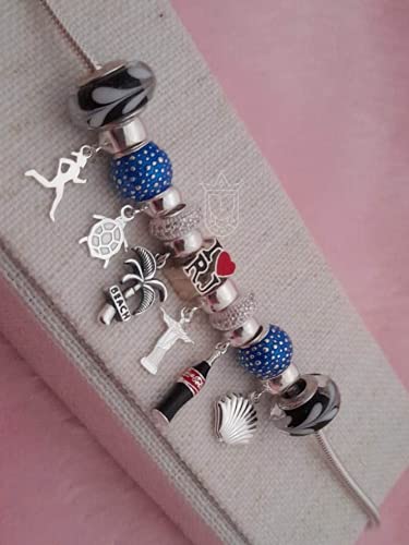 Berloque Murano Separador Preto com Branco em Prata 925