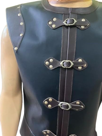 Generic Medieval leather Jerkin, Fantasy Viking Reenactment Leather Armor (S), Small, As Show