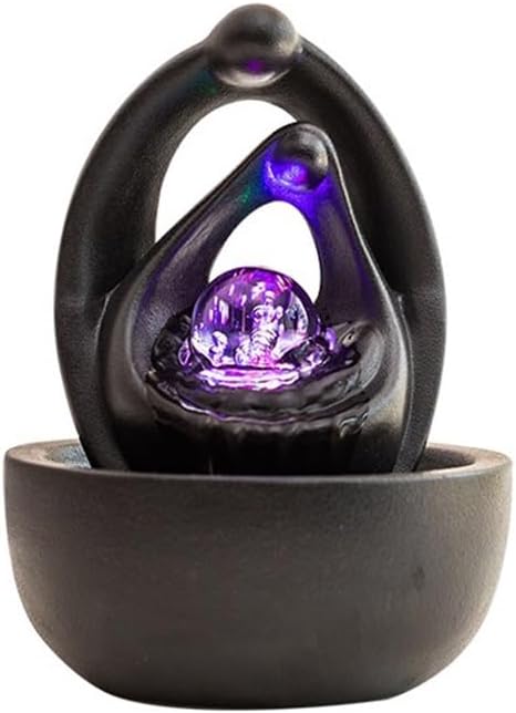 Tabletop Fountains Ceramic Small Desktop Fountain Creative Circulating Water Ornaments Decorative Modern Minimalist Relaxation Fountains(Gold)