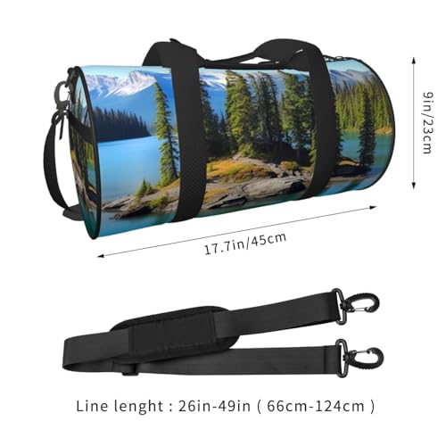 Spirit Island in Lake Duffle Bag for Women Men Personal Item Travel Bags Canvas Weekender Overnight Bag Lightweight Sports Tote Gym Bag Carry On Luggage Bag4
