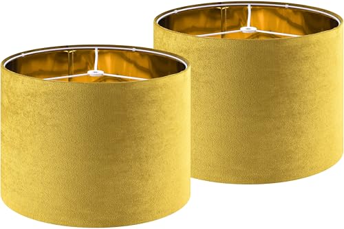 GO&SO Yellow Velvet Drum Lamp Shade Set of 2 Medium 13