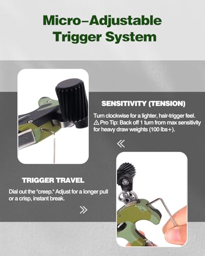NOVASPARK Aluminum Thumb Button Release Aid for compound bow- Crisp Zero-Creep Trigger & Adjustable Tension for Target Practice & 3D Archery, 4 & 3 Finger Compound Bow Release with Auto-Closing 150lbs — view 5