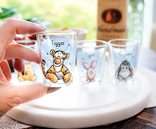 Silver Buffalo Winnie The Pooh Faces 4-Pack Mini Glass Set, 1.5 Ounces #TOP6