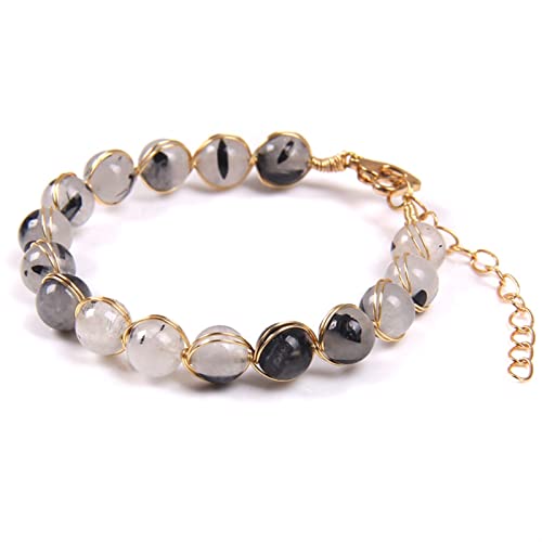 Bracelet en labradorite et fil de cuivre enroulé main pour un style unique