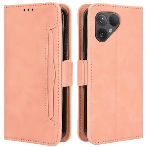 HualuBro Handyhülle für Fairphone 5 Hülle Leder, Flip Case Cover Stoßfest Klapphülle Handytasche LederHülle Schutzhülle für Fairphone 5 5G Tasche (Pink)