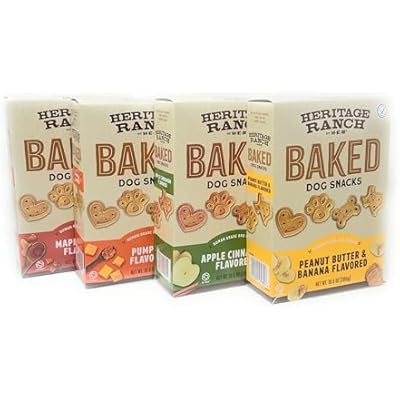 Heritage Ranch Baked Dog Snacks Treats Variety Set - 4 Flavors - Maple Bacon, Pumpkin, Apple Cinnamon, Peanut Butter & Banana