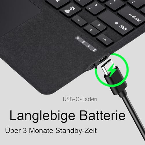 Teclado Bluetooth para Surface Pro 7+ con trackpad y funda retroiluminada QWERTY alemán 4