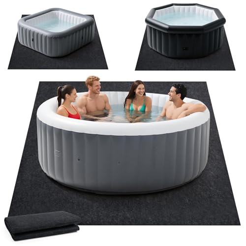 BREENHILL 203 x 203cm Hot Tub Mat, Extra Large Inflatable Spa Pad with Waterproof & Non-Slip Backing, Absorbent Pool Floor Protector for Outdoor/Indoor Use,Protect The Hot Tubs from Wear