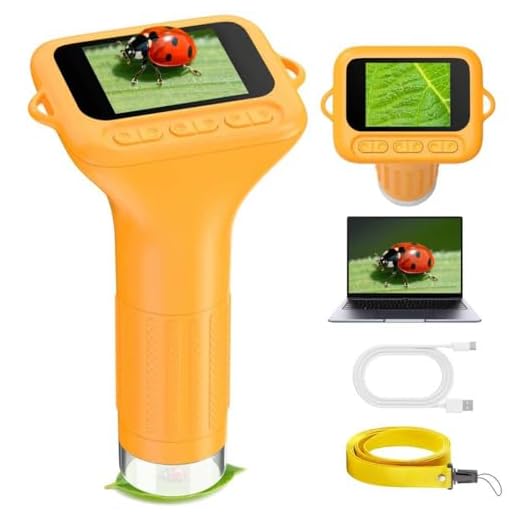 Microscope Portable pour Enfants 1000X: Microscopes USB de Poche écran IPS 2,0" Lumières LED - Mini Microscope Extérieur à Partir de 3 à 12 Ans