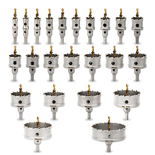 Dashap 23Pcs Carbide Hole Saw Kit,Tct Hole Saw Set For Metal,Tipped Tooth Cutting Hole Saw Within 5/8'' To 3-15/16'' Cutting Diameter #TOP29