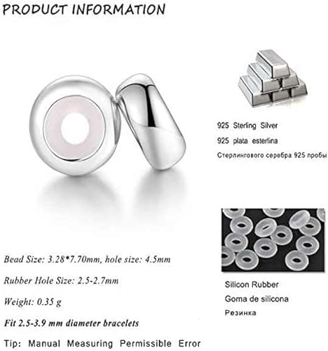 Miniatura 7 de ARTCHARM  Abalorio espaciador de plata de ley 925 para pulseras de abalorios