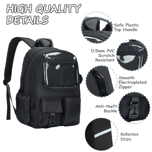 Kids Backpack for Girls Bookbag College Middle High School Bag for Student Black Plain Ita Bag3