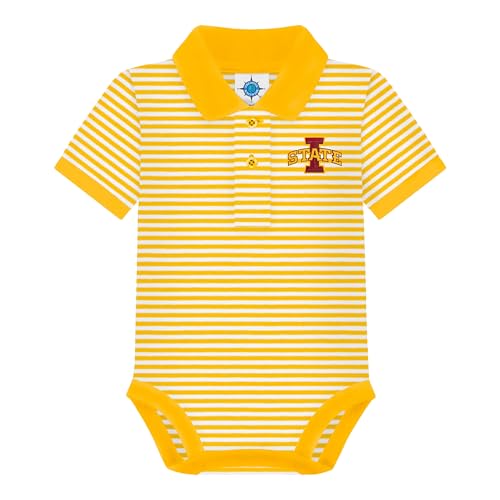 College Baby Striped Polo Bodysuit with Team Logo (0-12m)