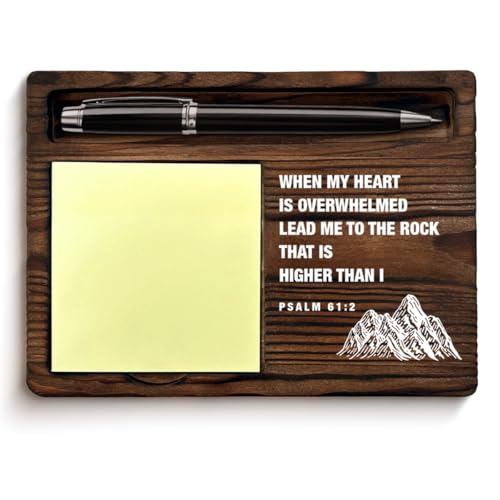 Inspirational Christian Sticky Note Holder Encouragement Gifts Psalm 61:2 Bible Verses Self-Stick Note Pad Holders Office Decor, Christian Religious Gifts for Women Men Coworker Friends