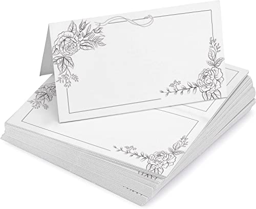 Inkdotpot Pack Of 24, Printed Tent Tables Place Cards For Table Setting For Wedding Thanksgiving- Christmas Holiday Catering Buffet Food Table Tents- Wedding Name Escort Cards (Floral)