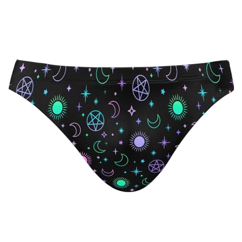 JHKKU Men's Sexy Swim Briefs Sun Moon and Magic Symbols Swimsuit Beach Swimwear Bikini Sport with Drawstring XXL
