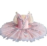 Omfpafeu Pink,160, Girls Ballet Tutu Dress Dance Leotard Dancewear Ballerina Dancing Costume Gymnastic Strap Sleeveless Outfit