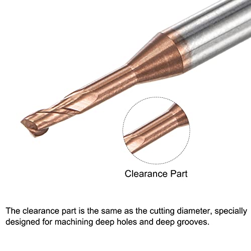 Image of uxcell Square Nose End Mill, 2mm Solid Carbide AlTiSin Coated Long Reach CNC Router Bits 2 Flutes Milling Cutter with Extended Neck, 10mm Cutting Length 4mm Shank