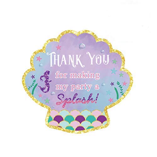 Yaaaaasss! 48pcs Mermaid Stickers Thank You Tags Goodie Bags Labels Under The Sea Themed Party Favor