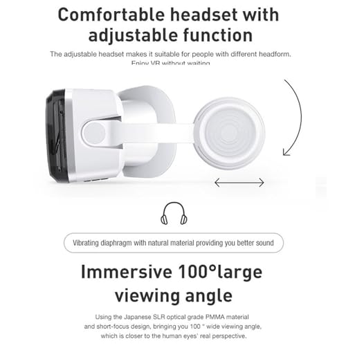 Virtual Reality Headset, VR Headset w/Bluetooth Headphones for iPhone 16 15 14 13 Pro Max +，VR for Galaxy S24 S23 S22 ETC 5-7.2