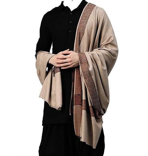 Dark brown CASHIMILON Kashmiri GENTS LOHI Shawl KANI BORDER 4 SIDE JAMAVAR GENTS Pashmina Feel ANTIQUE KASHMIRI DESG-image-28