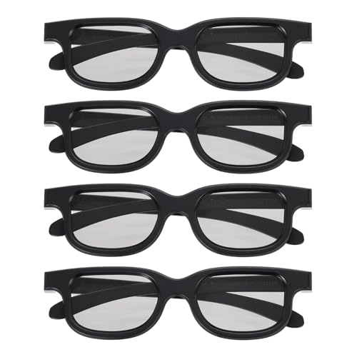 MECCANIXITY 4pcs Polarized 3D Viewing Glasses, Passive Circular 3D Glasses for Anaglyph Movie Cinema Game TV Photo Projector Black